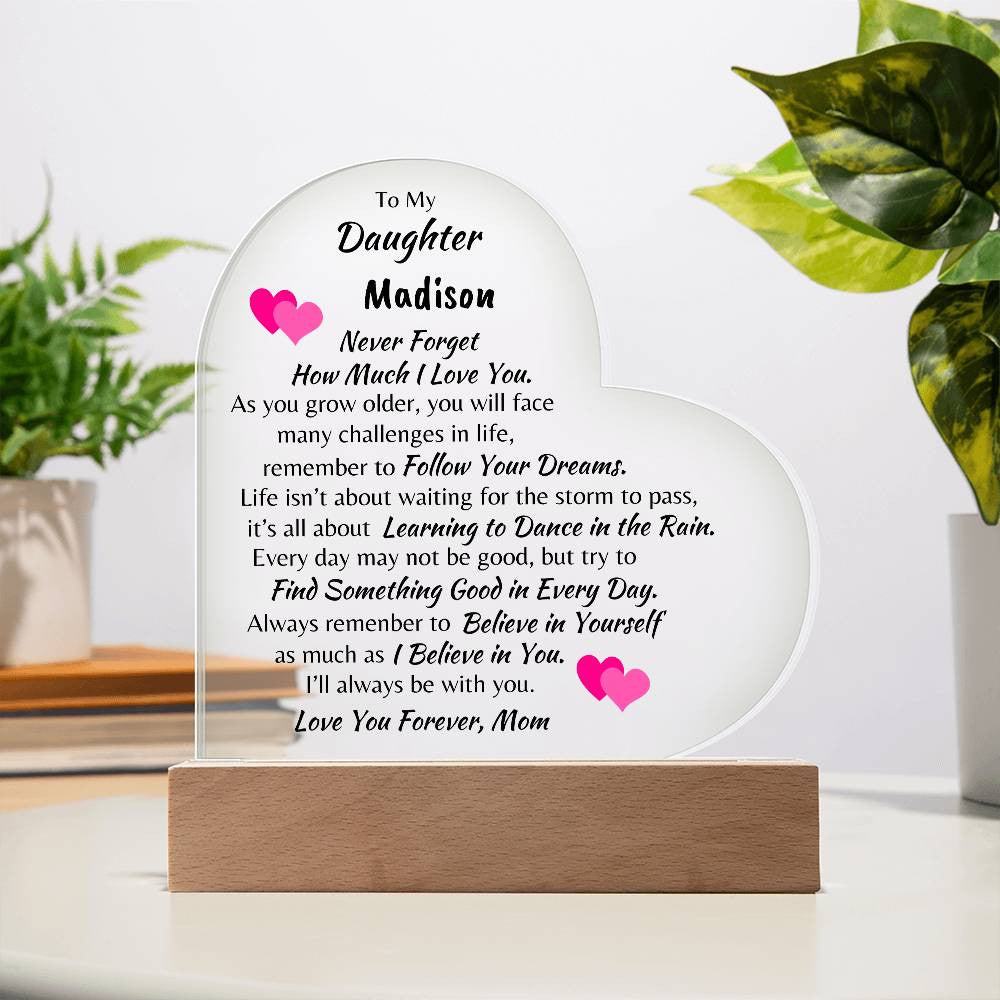 Personalized Daughter Acrylic Heart Plaque From Mom