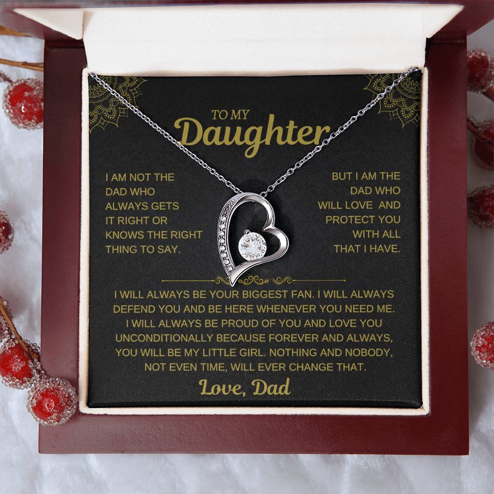 To My Daughter – Dad’s Unconditional Love Heart Necklace