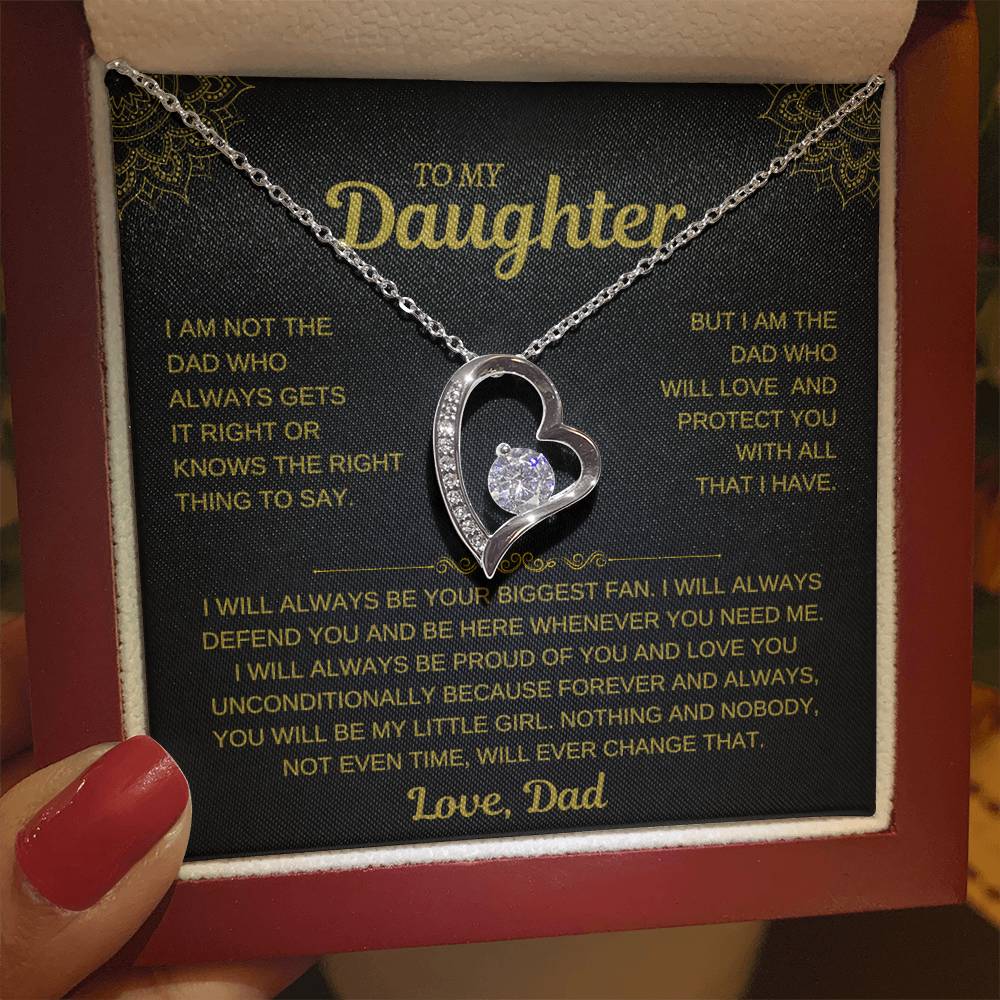 To My Daughter – Dad’s Unconditional Love Heart Necklace