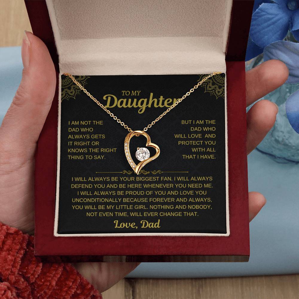 To My Daughter – Dad’s Unconditional Love Heart Necklace