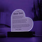 Son Gift- Believe In Yourself - 3D Night Light, Acrylic Heart Plaque- From Mom