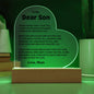 Son Gift- Believe In Yourself - 3D Night Light, Acrylic Heart Plaque- From Mom