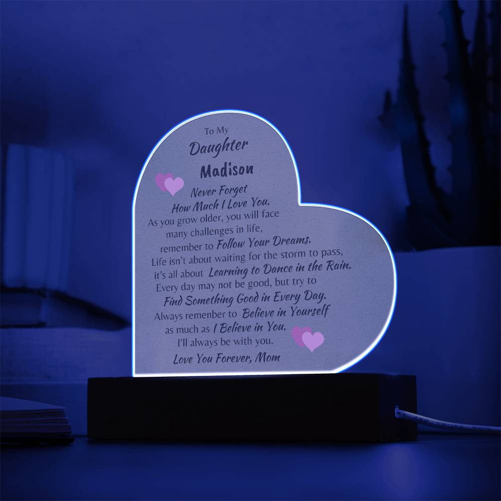 Personalized Daughter Acrylic Heart Plaque From Mom
