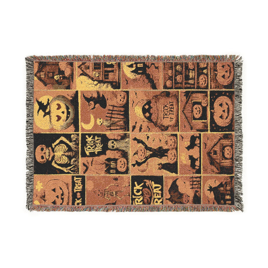 Cozy Woven Throw Blanket for Fall Evenings, Autumn Decor, Halloween, Gift Idea, Tapestry Blanket, Home Comfort