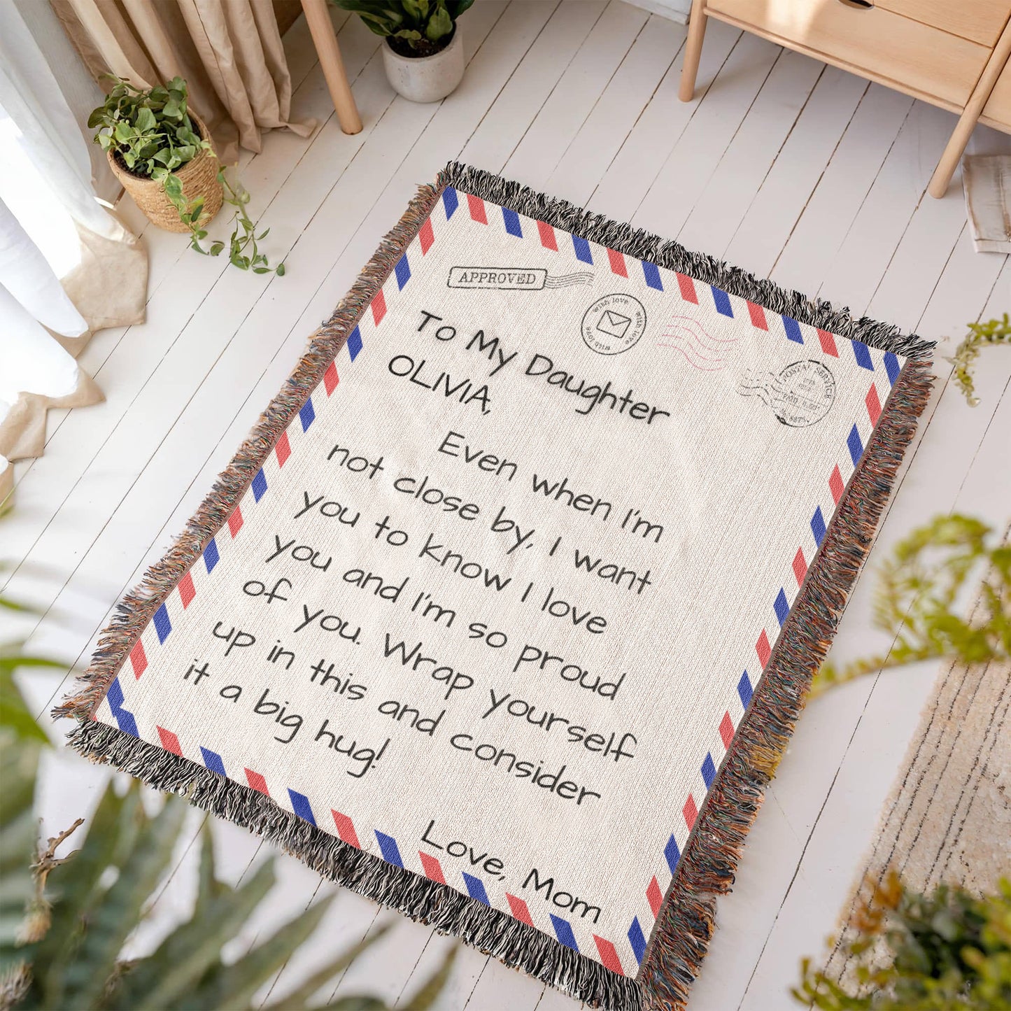 My Daughter – Personalized Woven Letter Blanket | A Hug You Can Wrap Around