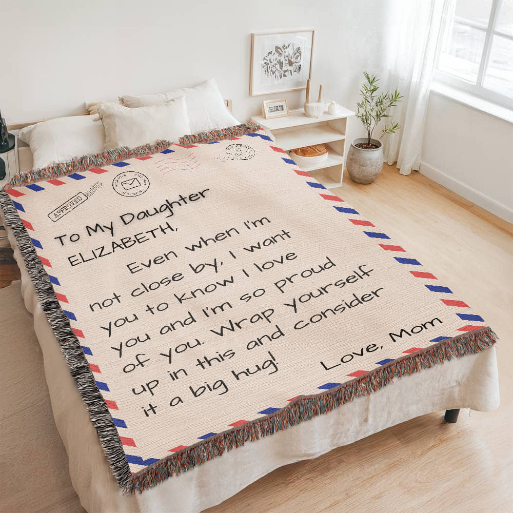 My Daughter – Personalized Woven Letter Blanket | A Hug You Can Wrap Around