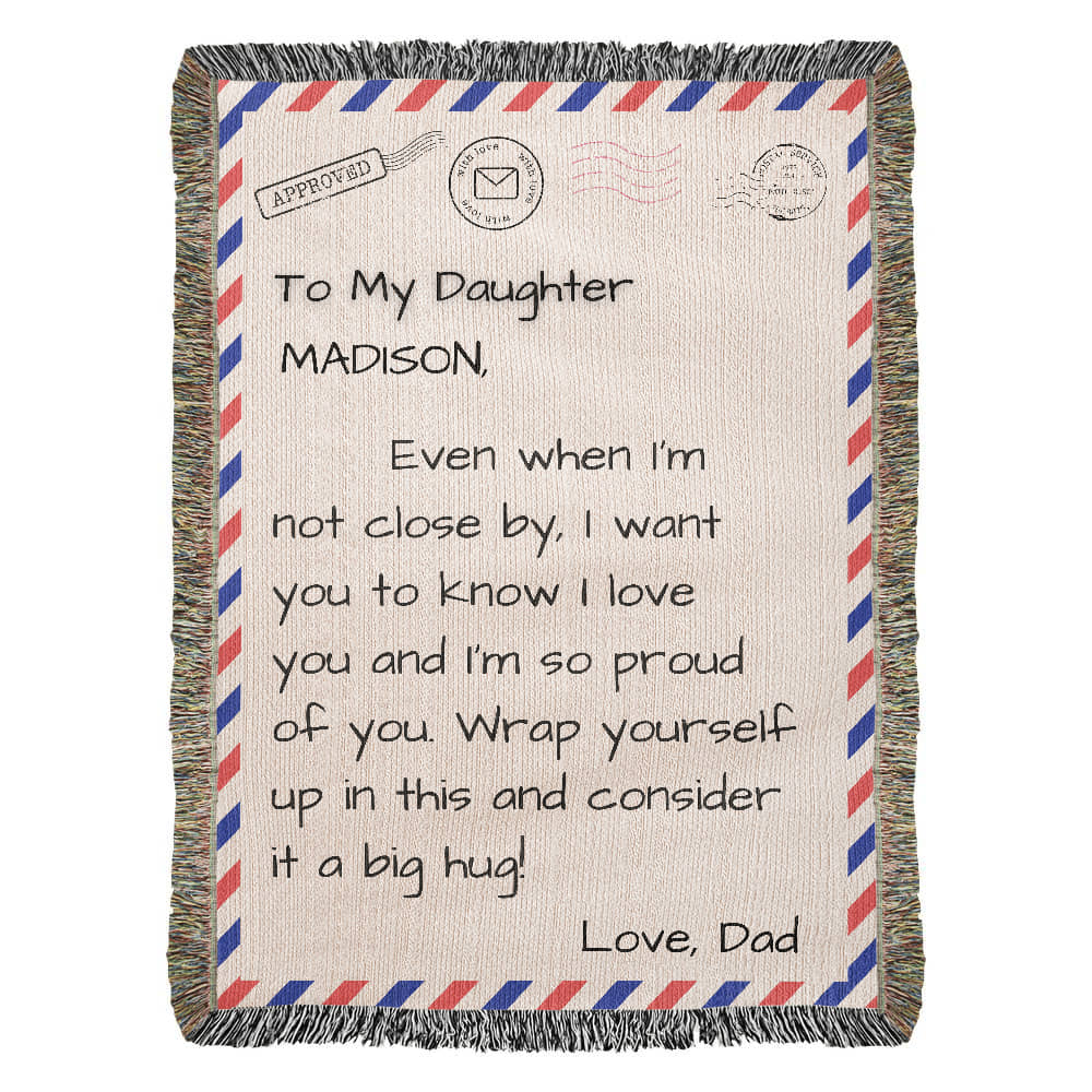 My Daughter – Personalized Woven Letter Blanket | A Hug You Can Wrap Around