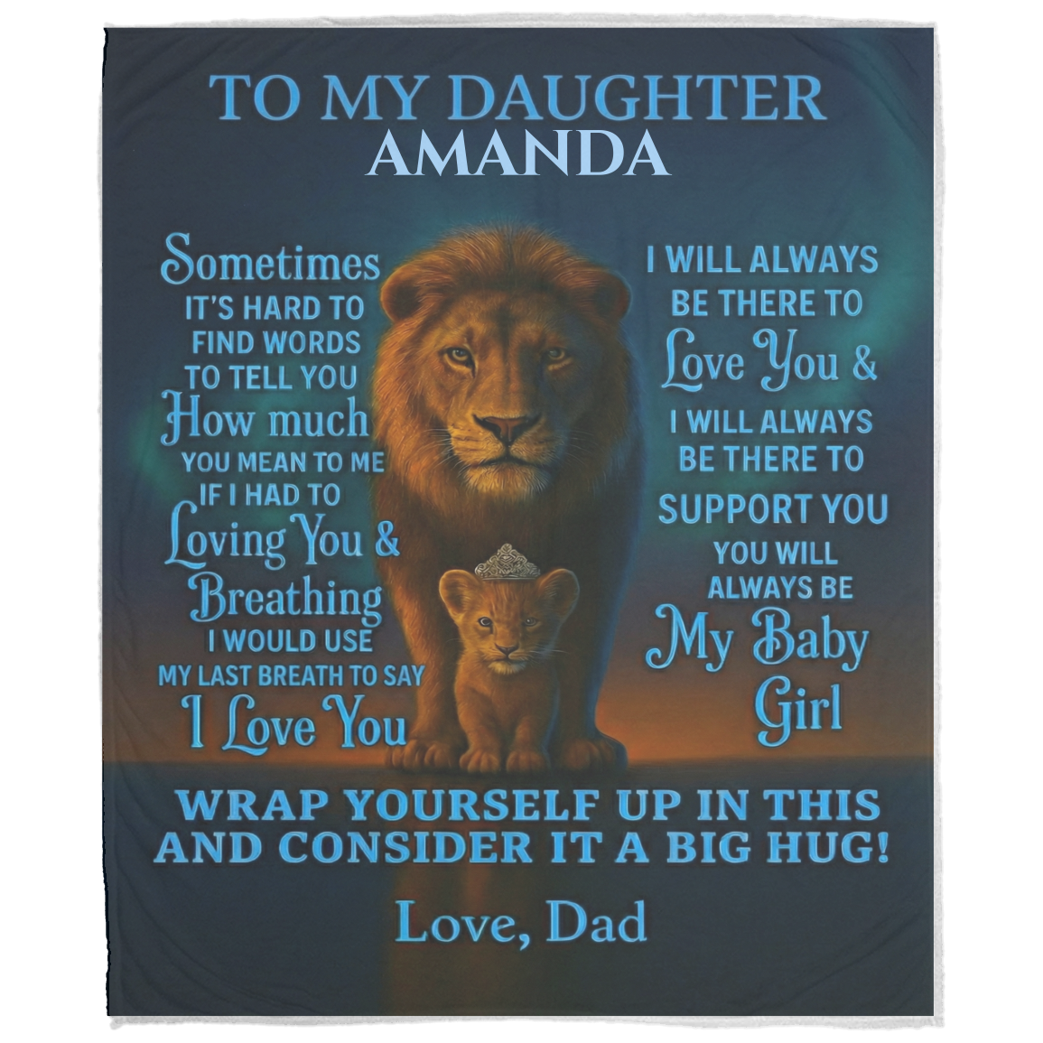 Personalized To My Daughter – A Father’s Love Lion Blanket