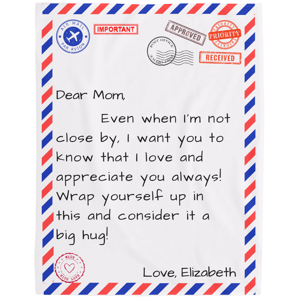 Personalized Mom Blanket - Letter to Mom | Gift from Daughter, Son