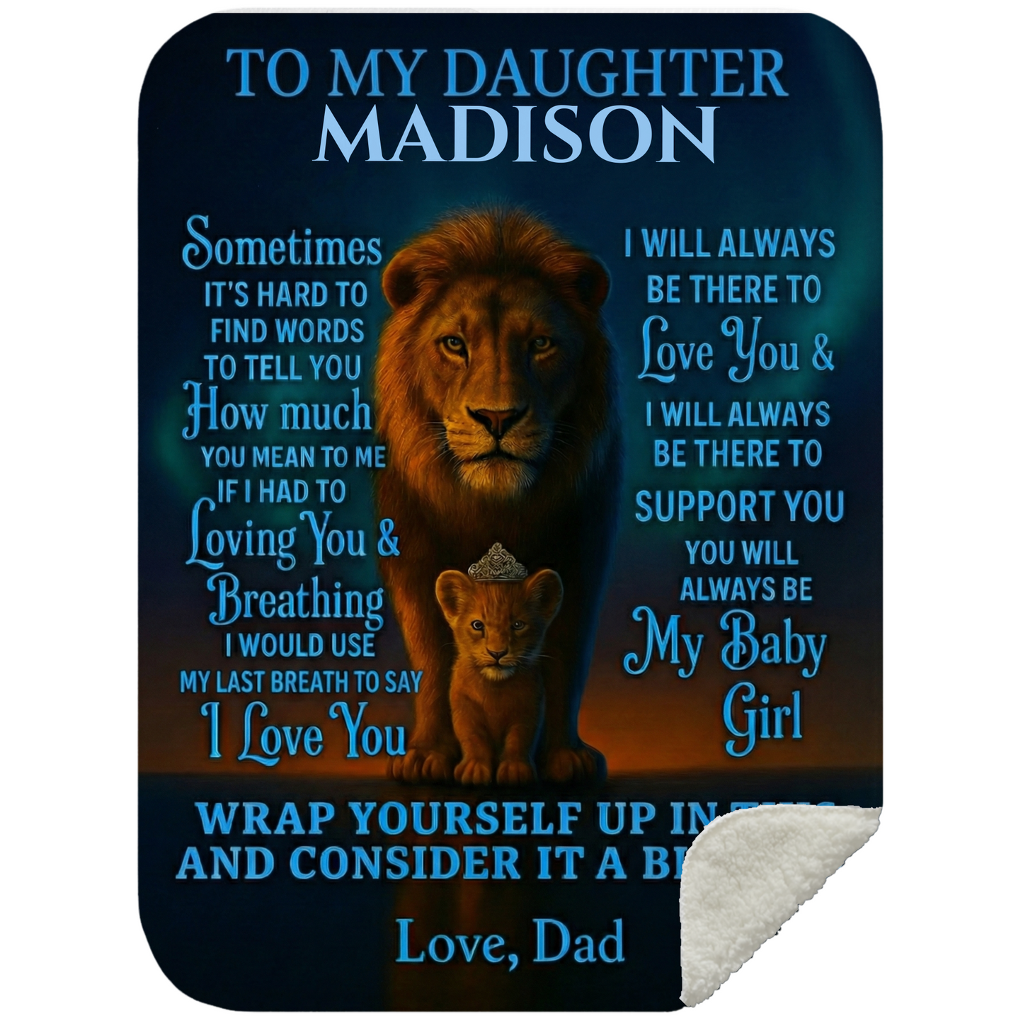 Personalized To My Daughter – A Father’s Love Lion Blanket