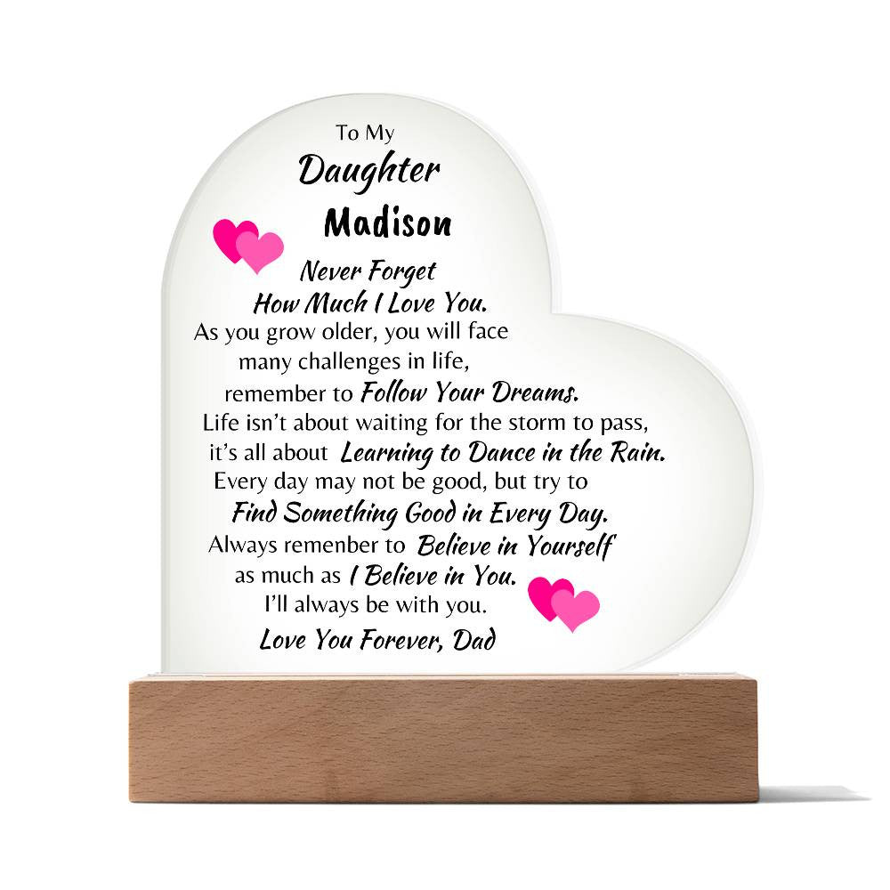 Personalized Daughter Acrylic Heart Plaque From Dad