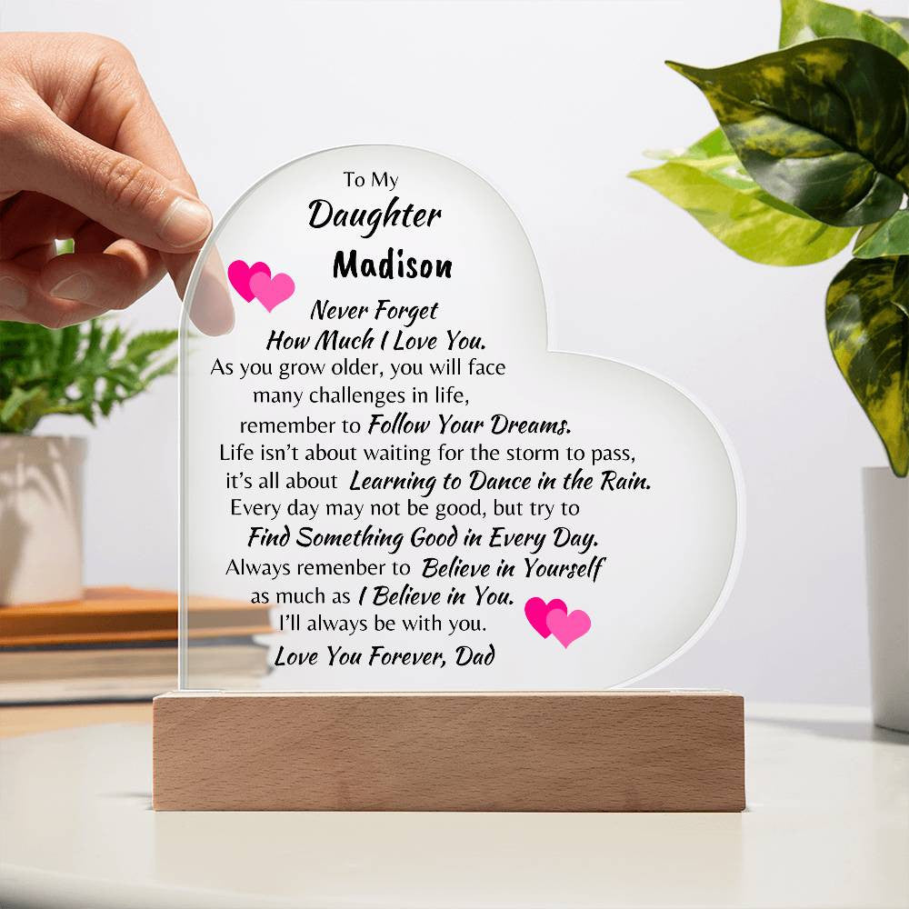 Personalized Daughter Acrylic Heart Plaque From Dad