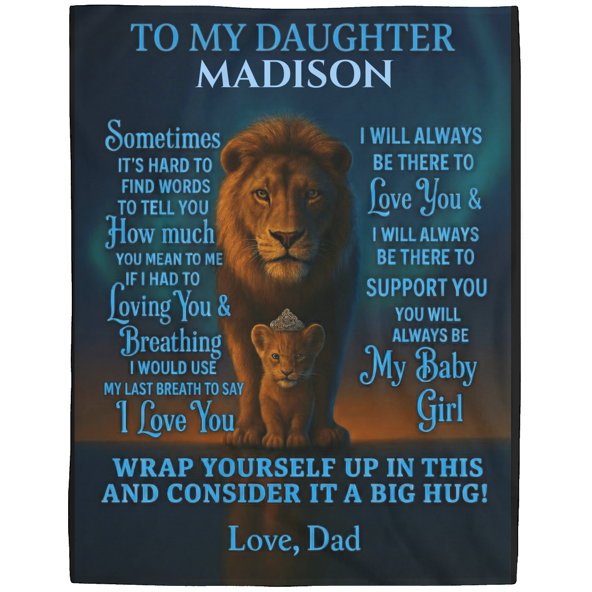 Personalized To My Daughter – A Father’s Love Lion Blanket
