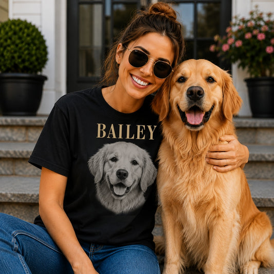 Personalized Pet Portrait T-Shirt | Custom Dog & Cat Photo Shirt | Hand-Drawn Pet Portrait Tee | Pet Lover Gift