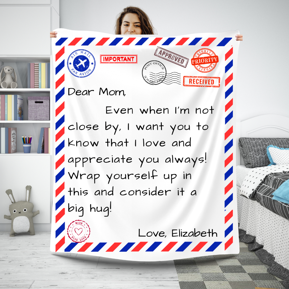 Personalized Mom Blanket - Letter to Mom | Gift from Daughter, Son