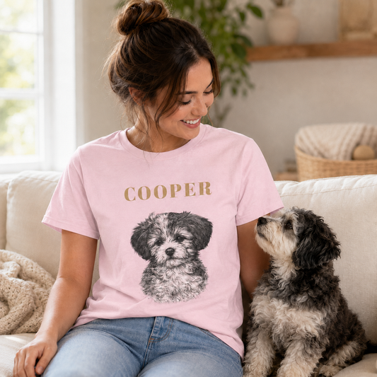 Personalized Pet Portrait T-Shirt | Custom Dog & Cat Photo Shirt | Hand-Drawn Pet Portrait Tee | Pet Lover Gift