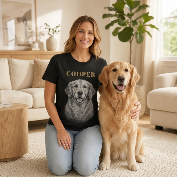 Personalized Pet Portrait T-Shirt | Custom Dog & Cat Photo Shirt | Hand-Drawn Pet Portrait Tee | Pet Lover Gift