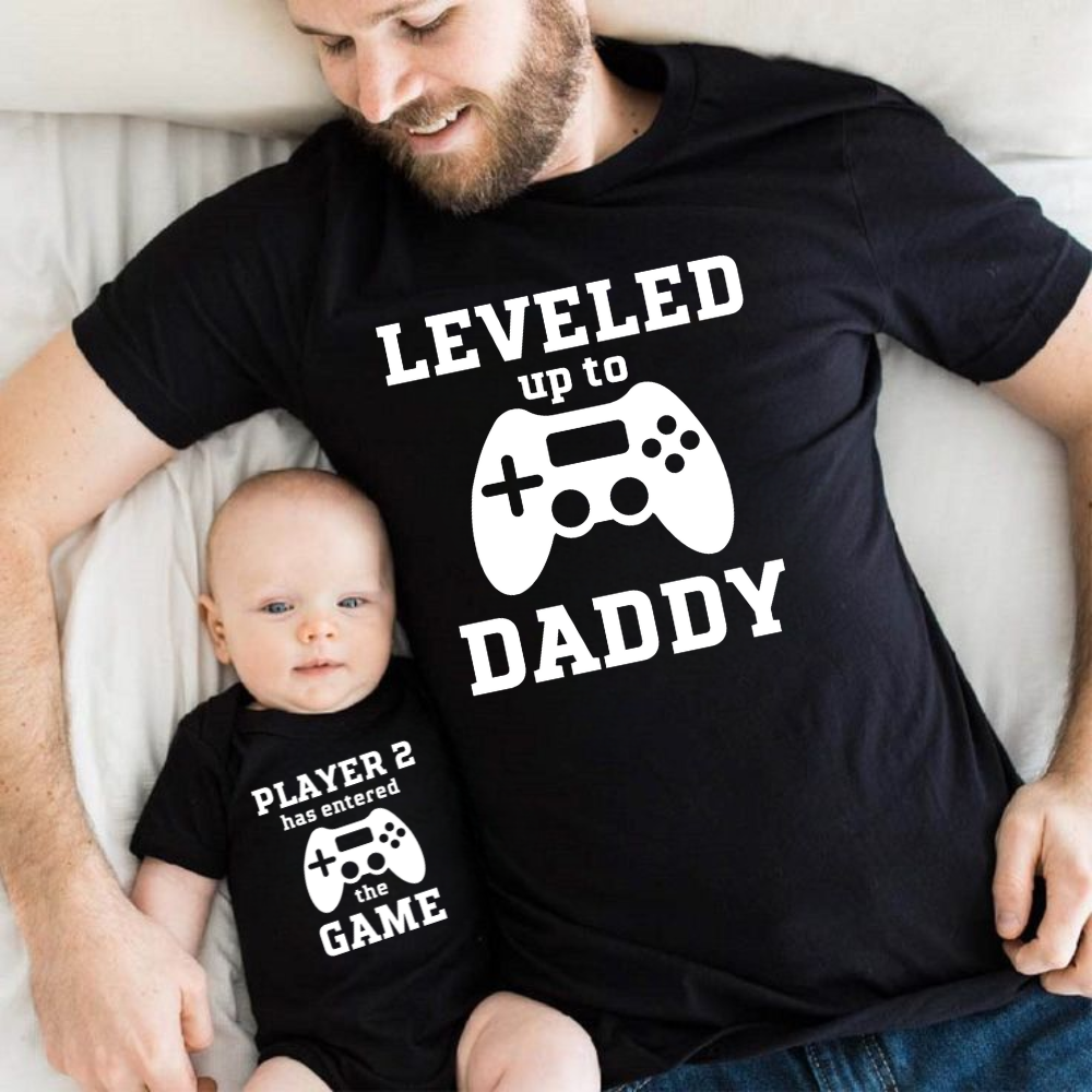 Leveled up Shirts, Dad and son matching Shirts Shirt, New Dad Shirt, Dad Shirt, Daddy and daughter Shirt, Father's Day Shirt Gift for Dad