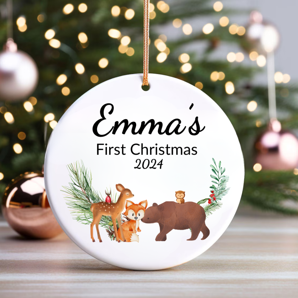 Personalized Ceramic Ornament | Baby's First Christmas