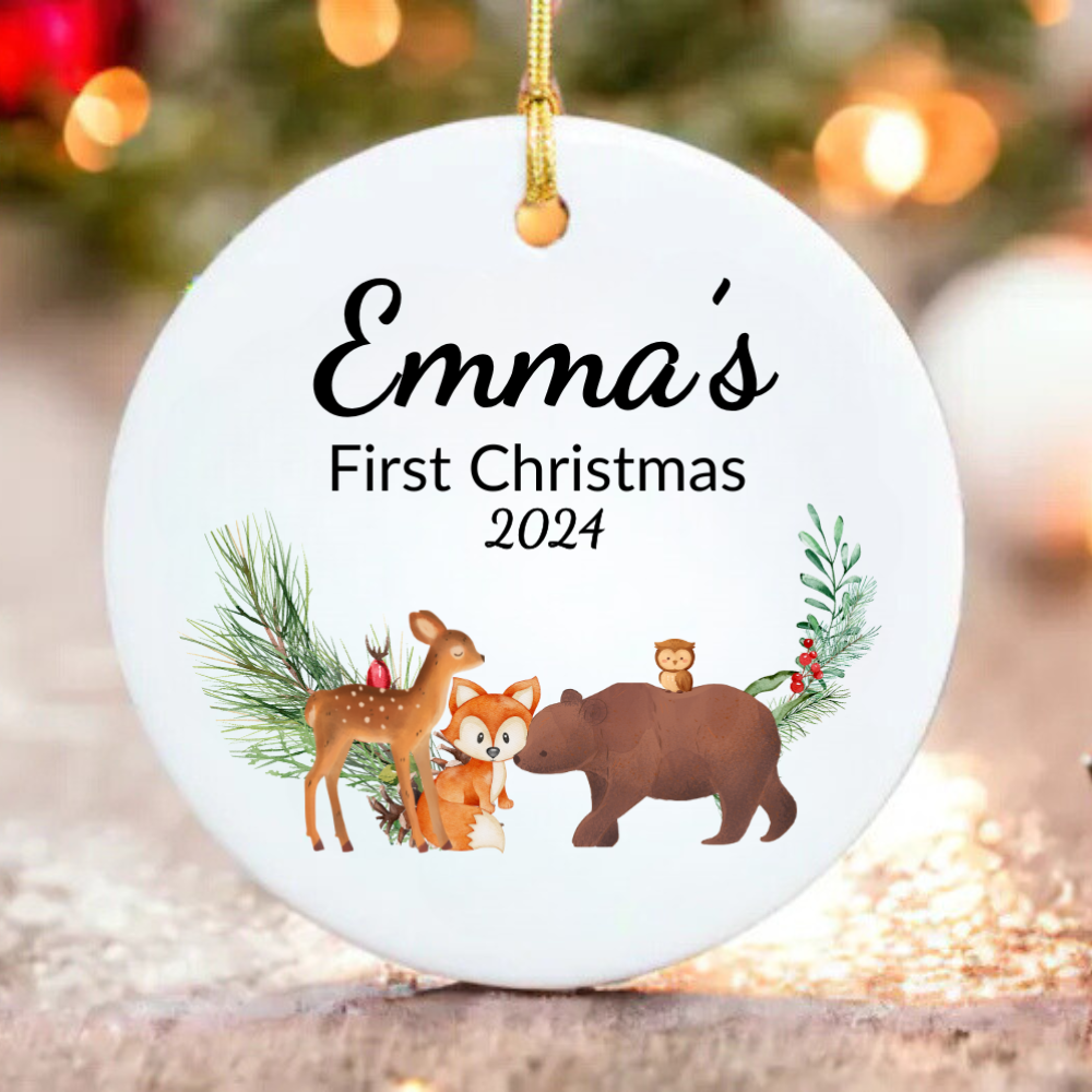 Personalized Ceramic Ornament | Baby's First Christmas