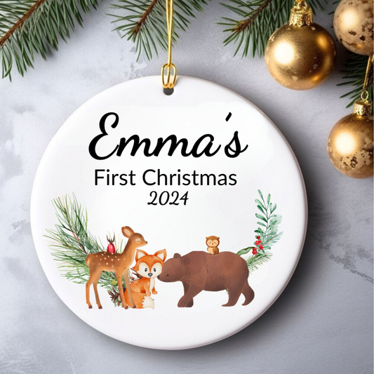 Personalized Ceramic Ornament | Baby's First Christmas