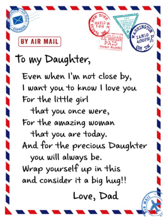 To My Daughter | Letter Blanket from Dad