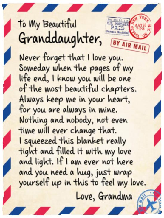 To My Granddaugter | Letter Blanket From Grandma