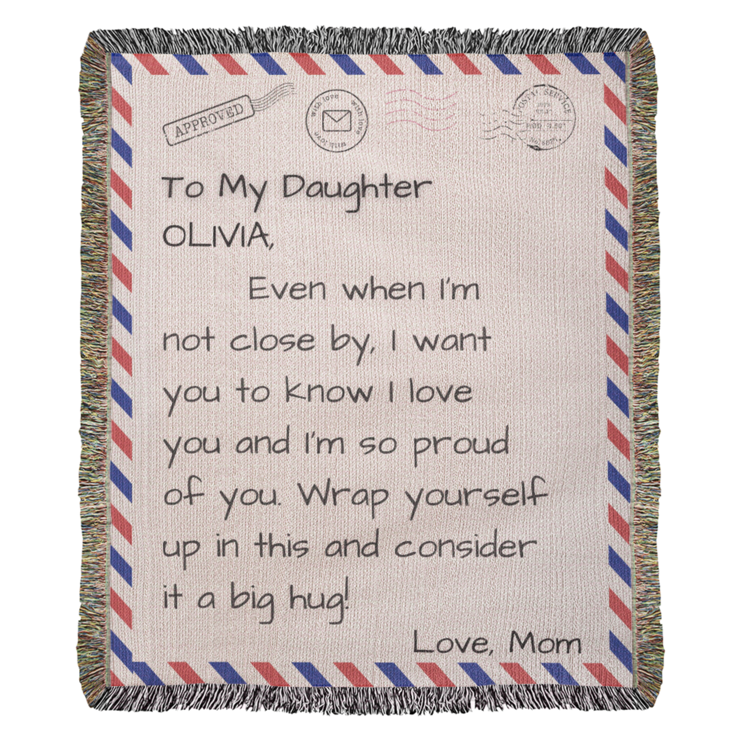 My Daughter – Personalized Woven Letter Blanket | A Hug You Can Wrap Around