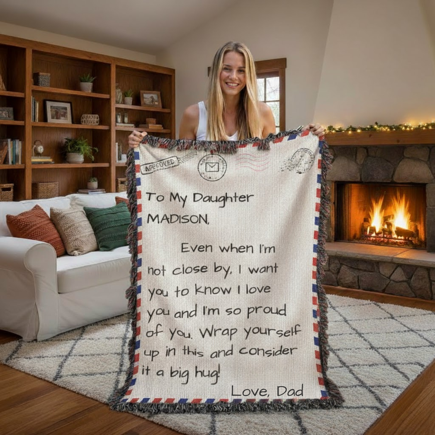 My Daughter – Personalized Woven Letter Blanket | A Hug You Can Wrap Around
