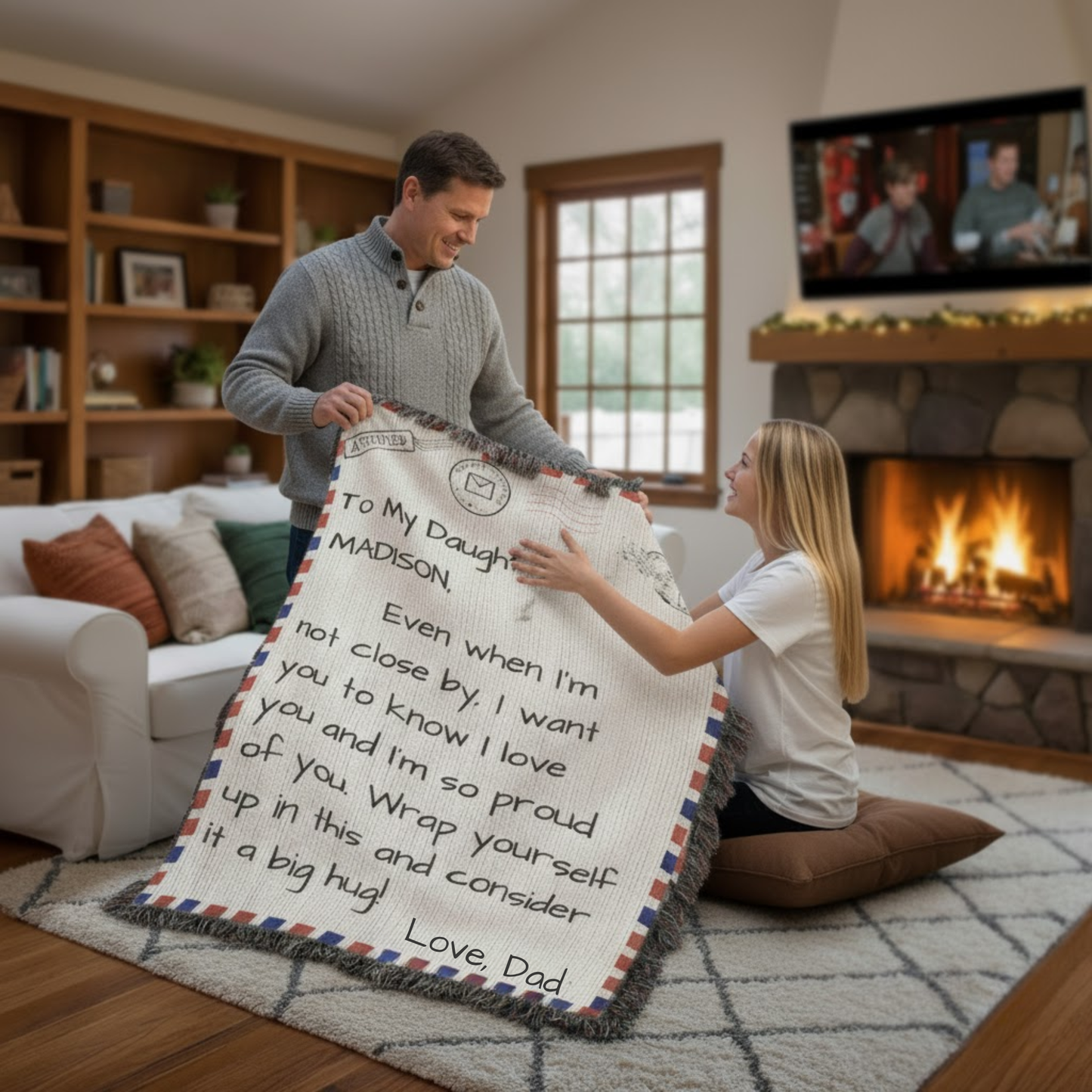 My Daughter – Personalized Woven Letter Blanket | A Hug You Can Wrap Around