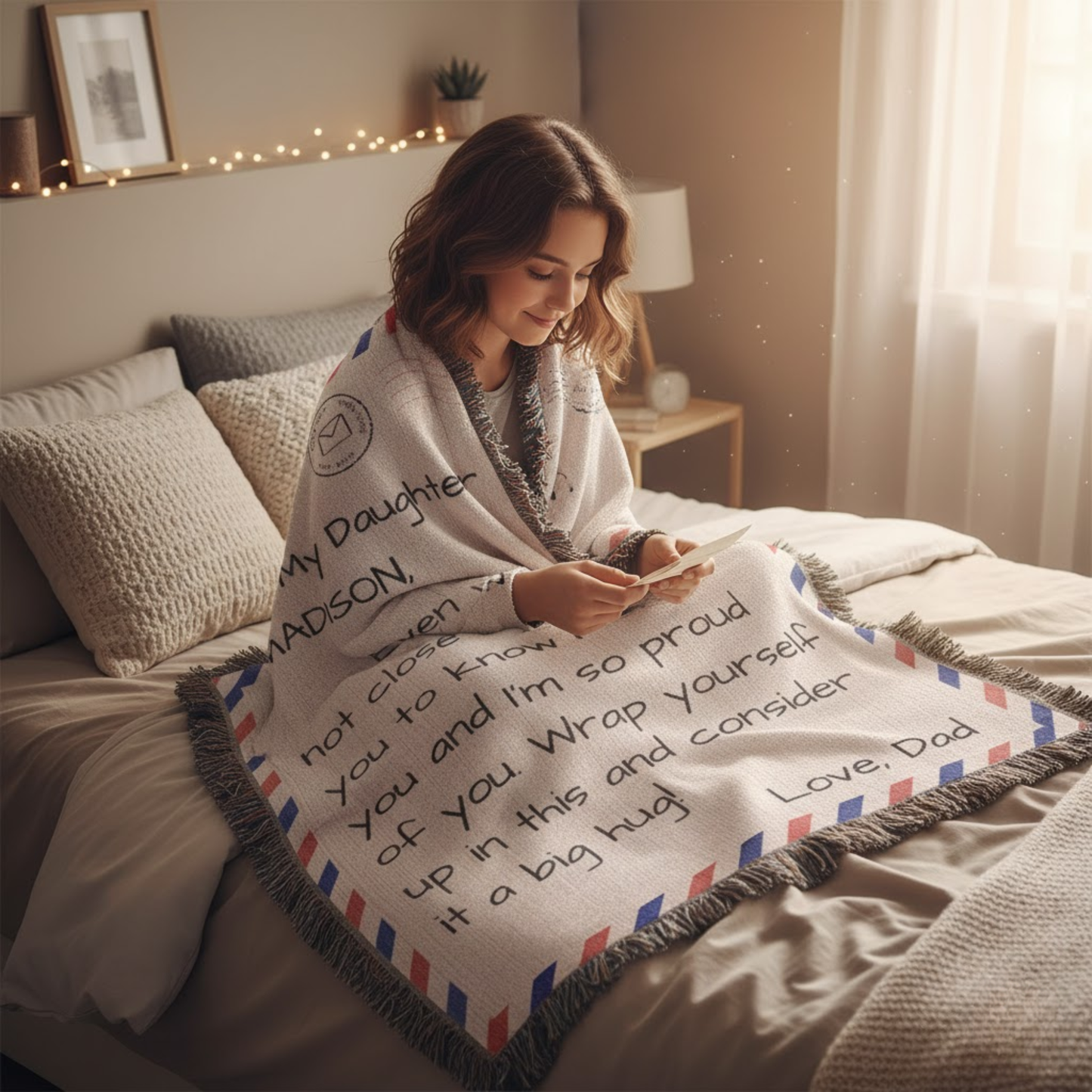 My Daughter – Personalized Woven Letter Blanket | A Hug You Can Wrap Around