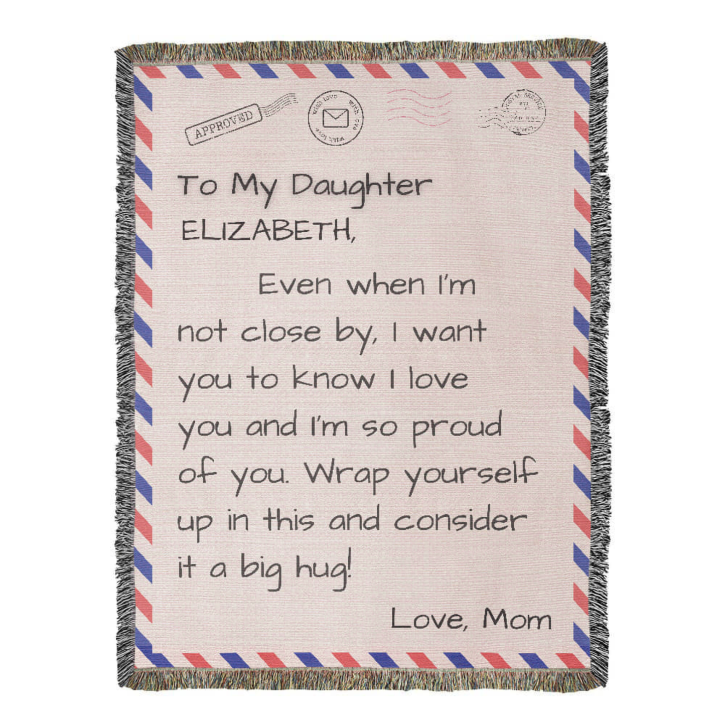 My Daughter – Personalized Woven Letter Blanket | A Hug You Can Wrap Around