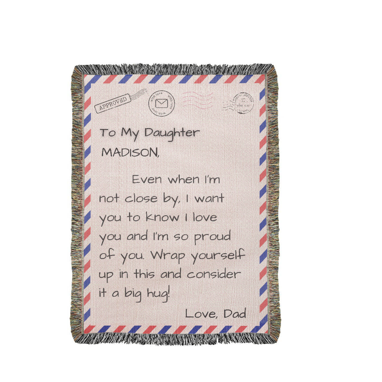 My Daughter – Personalized Woven Letter Blanket | A Hug You Can Wrap Around