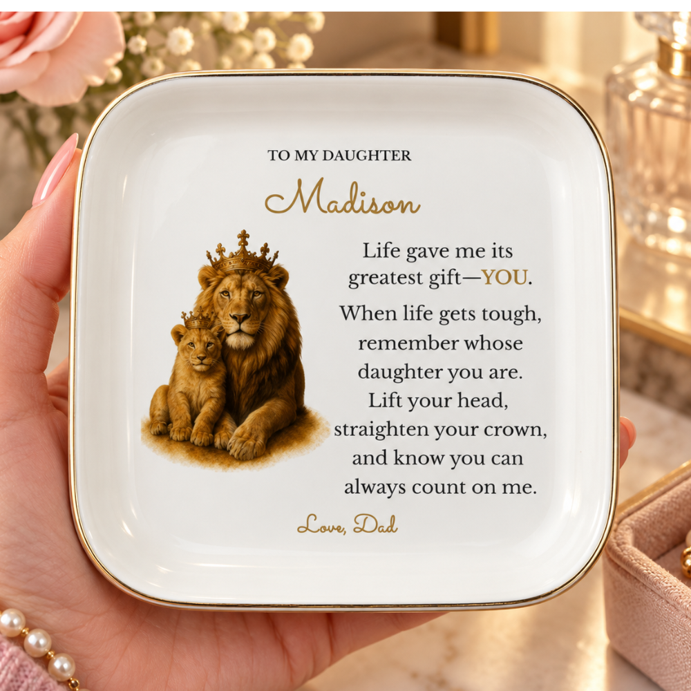 Personalized To My Daughter Lion Jewelry Dish