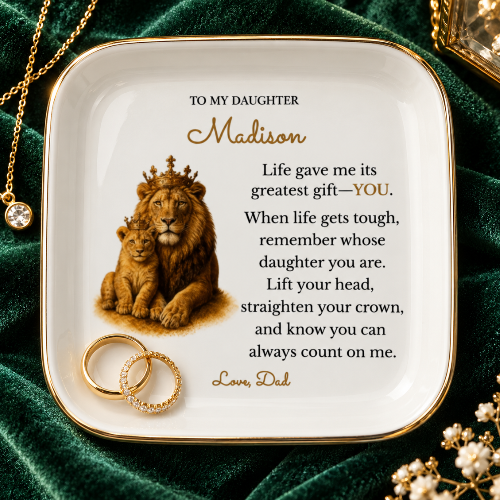 Personalized To My Daughter Lion Jewelry Dish