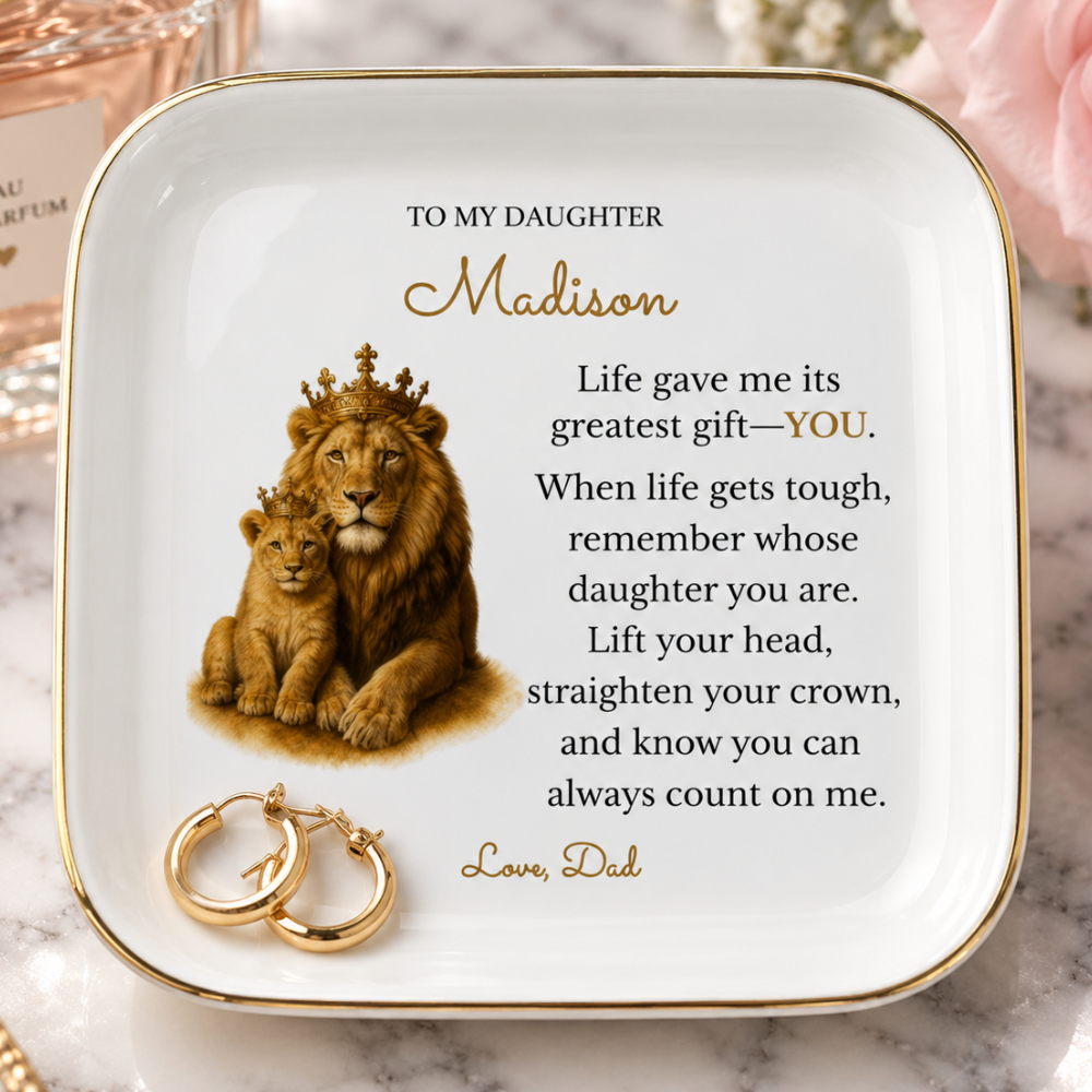 Personalized To My Daughter Lion Jewelry Dish