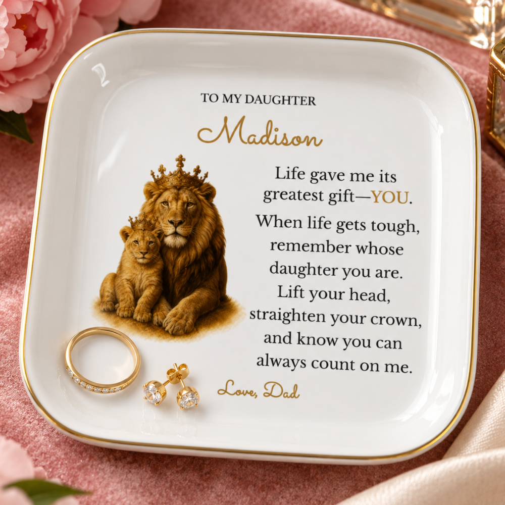 Personalized To My Daughter Lion Jewelry Dish