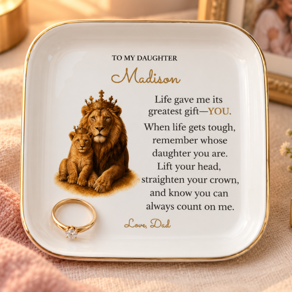 Personalized To My Daughter Lion Jewelry Dish