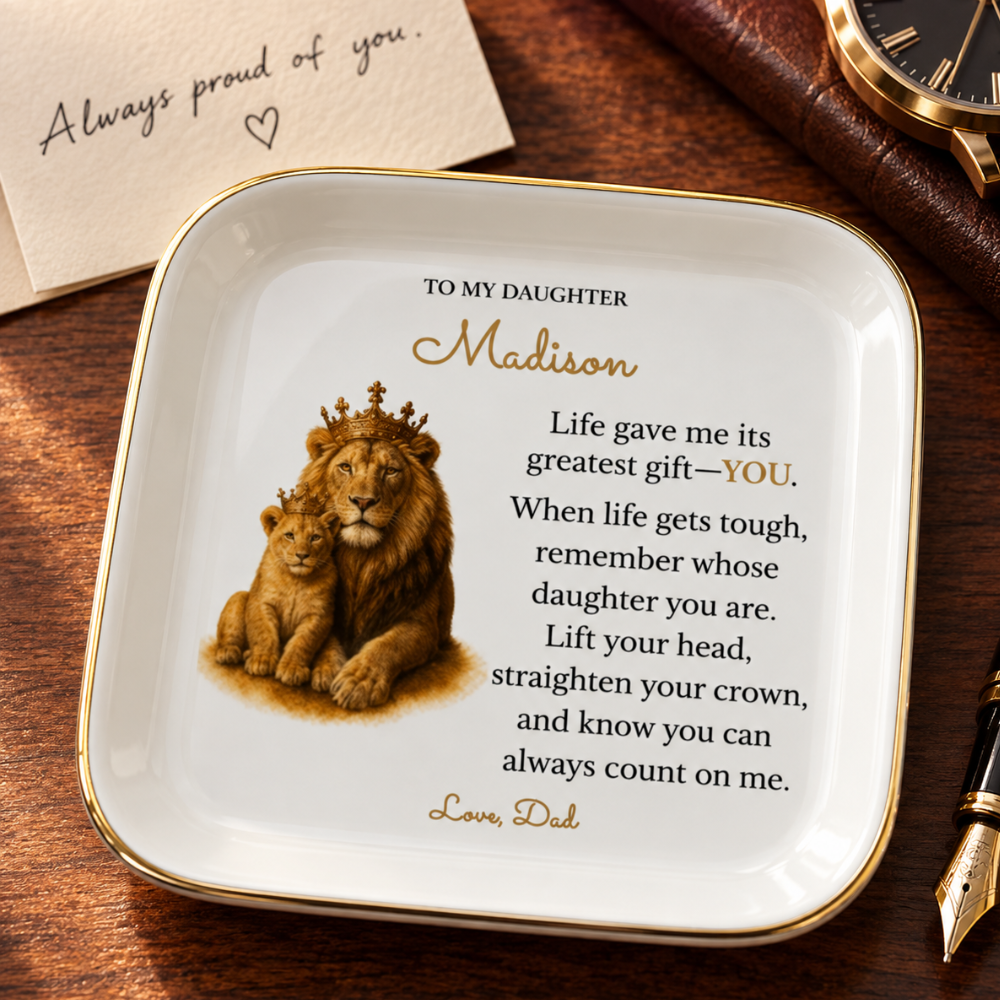 Personalized To My Daughter Lion Jewelry Dish