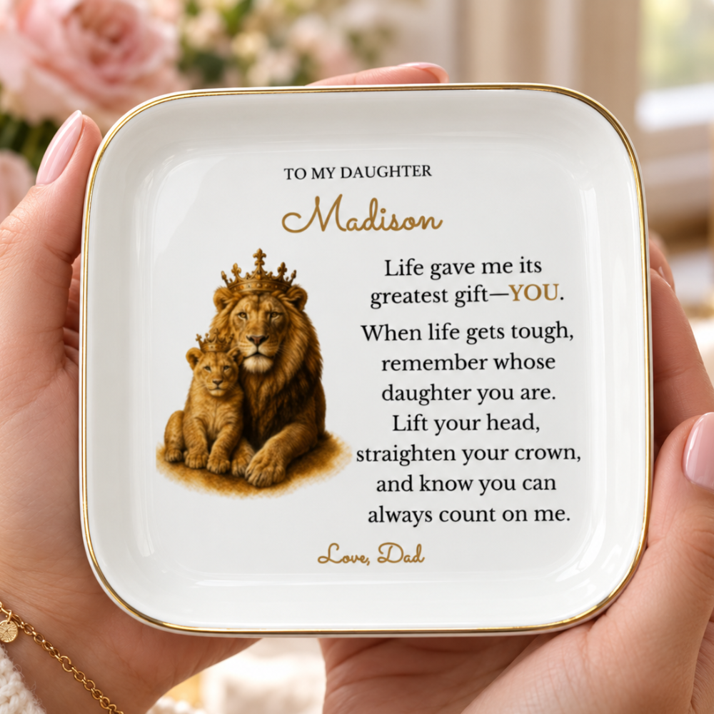 Personalized To My Daughter Lion Jewelry Dish