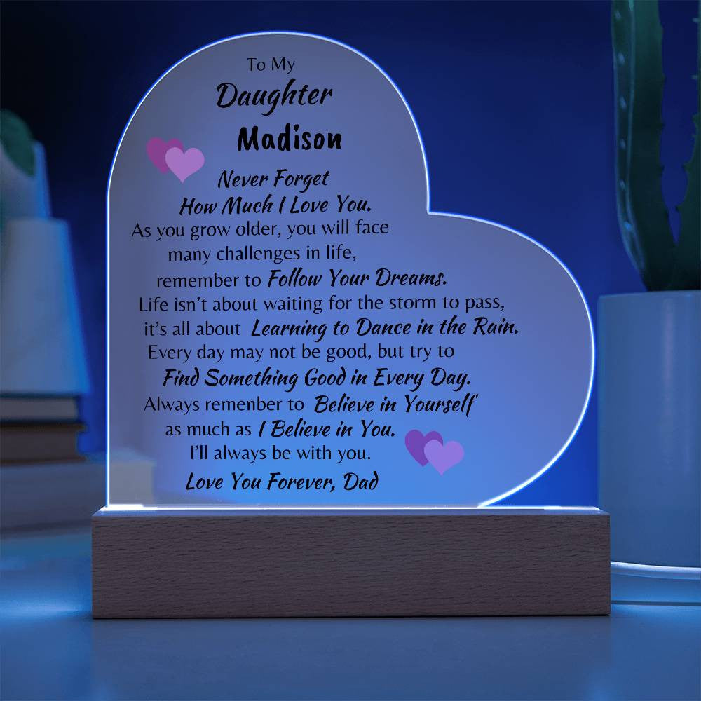 Personalized Daughter Acrylic Heart Plaque From Dad