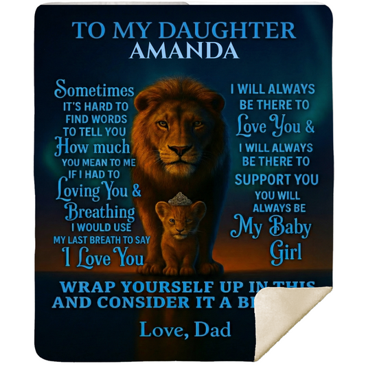 Personalized To My Daughter – A Father’s Love Lion Blanket
