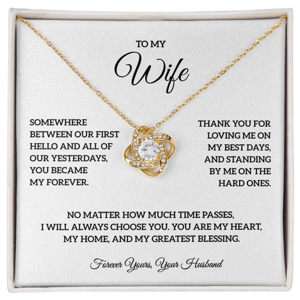 To My Wife – Forever Yours Love Knot Necklace