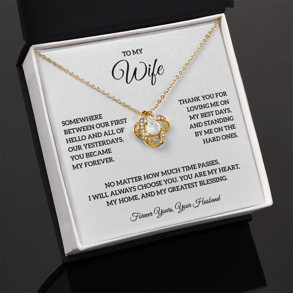 To My Wife – Forever Yours Love Knot Necklace