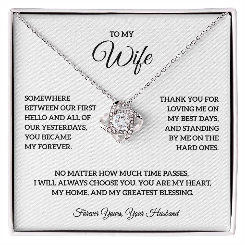 To My Wife – Forever Yours Love Knot Necklace