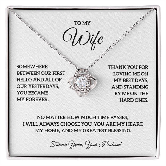 To My Wife – Forever Yours Love Knot Necklace