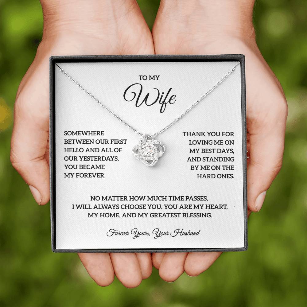 To My Wife – Forever Yours Love Knot Necklace