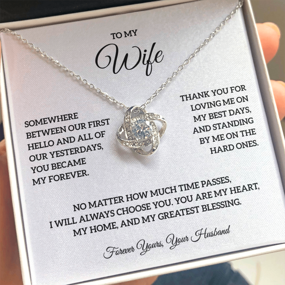 To My Wife – Forever Yours Love Knot Necklace