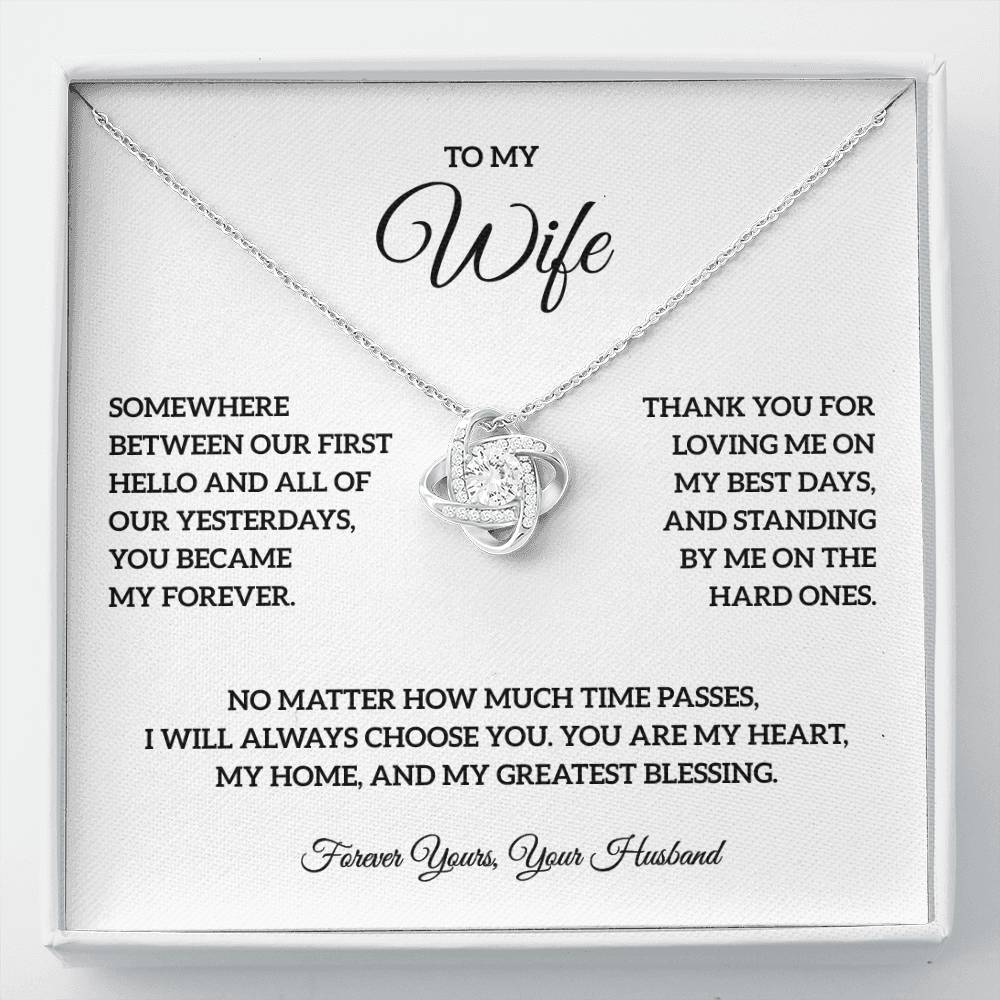 To My Wife – Forever Yours Love Knot Necklace