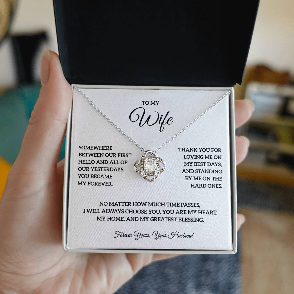 To My Wife – Forever Yours Love Knot Necklace